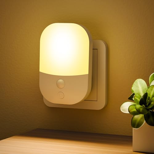 [1 Pezzo] Luce Notturna con Sensore Crepuscolare, 5 Livelli di Luminosità, ON/OFF/AUTO Modalità di Illuminazione, 3000K Bianco Caldo Luce Notturna Bambini per Corridoi, Scale, Camera da Letto, 0,3W - Design e materiali