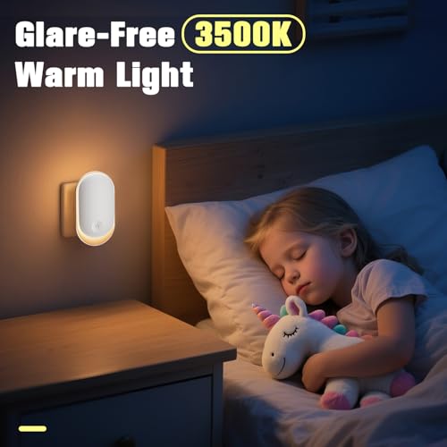Alyvisun Luce Notturna Bambini, Luce Notturna da Presa con Sensore Crepuscolare e Luminosità Regolabile, ON/OFF/AUTO Modalità, Lampada Notturna per Cameretta, Bagno, Cucina, Scale - Funzionalità e accessori