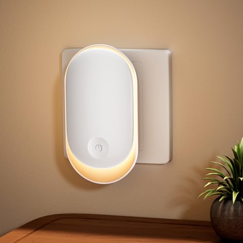 Alyvisun Luce Notturna Bambini, Luce Notturna da Presa con Sensore Crepuscolare e Luminosità Regolabile, ON/OFF/AUTO Modalità, Lampada Notturna per Cameretta, Bagno, Cucina, Scale - Design e materiali