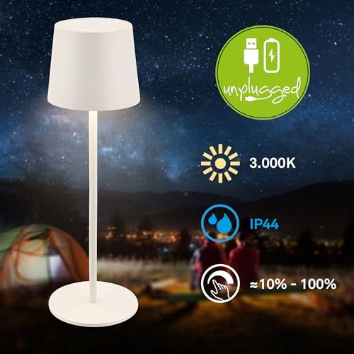 Briloner - Lampada da tavolo a LED senza fili IP44 con touch, dimmerabile, batteria ricaricabile, USBC, lampada da scrivania senza fili, lampada da comodino ricaricabile, 11x33 cm, bianco - Prova pratica
