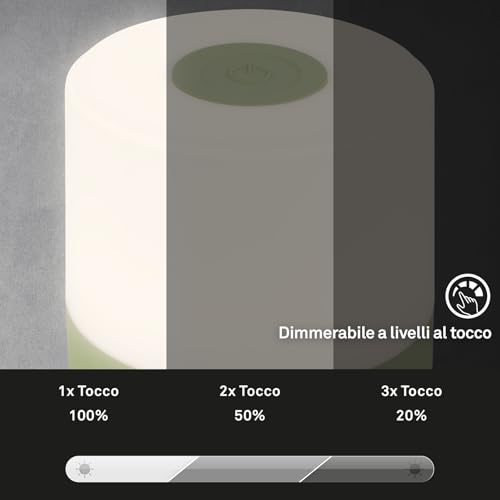 BRILONER - Mini lampada da tavolo senza fili, ricaricabile, a batteria, lampada da scrivania dimmerabile, abat jour, USB-C, lampada comodino senza fili, 2W 150lm 2.700K, 7x7 cm, Bianco Caldo, verde - Prova pratica