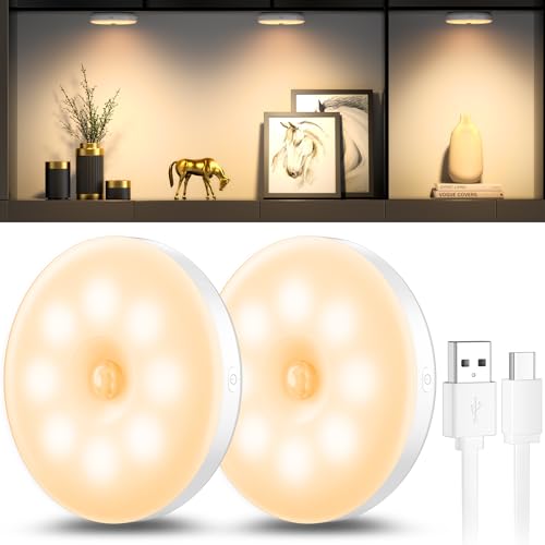 daphomeu Luce Notturna Regolabile con Sensore di Movimento Ricaricabile USB, Lampada con Sensore di Movimento per Interni, Luce Calda per Corridoio, Cucina, Scala, Camera dei Bambini, Armadio (2) - Design e materiali