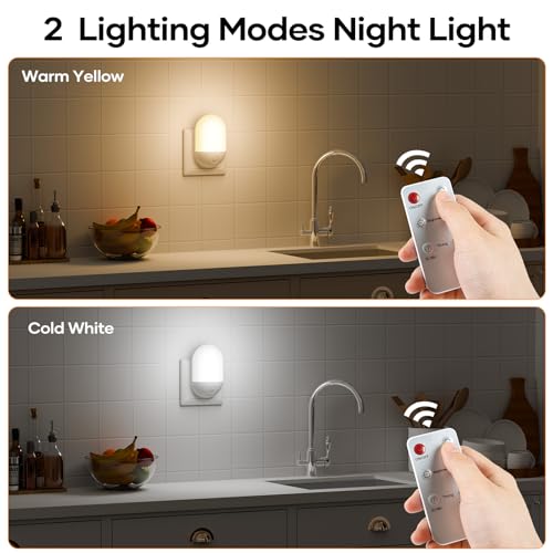 Detake Luce Notturna per Bambini con Telecomando, 3 Livelli di Luminosità Regolabili, Funzione Timer 30/60 Minuti, Luce Calda e Fredda Modalità per Bambini per Camera da Letto, Corridoio, Cucin - Funzionalità e accessori