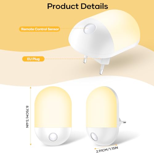 Detake Luce Notturna per Bambini con Telecomando, 3 Livelli di Luminosità Regolabili, Funzione Timer 30/60 Minuti, Luce Calda e Fredda Modalità per Bambini per Camera da Letto, Corridoio, Cucin - Dettaglio recensione 4