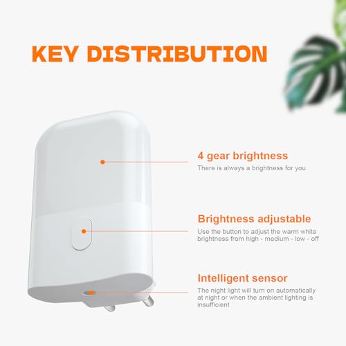 GRIFEMA GD101-1 Luce Notturna per Bambini 3 Livelli di Luminosità Regolabili, Luce Notturna con Sensore di Luce per Cameretta, Bagno, Corridoio, Cucina, Scale, 2700K Bianco Caldo - Funzionalità e accessori