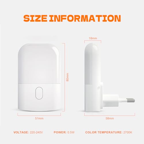 GRIFEMA GD101-2 [2 Pezzi] Luce Notturna per Bambini 3 Livelli di Luminosità Regolabili, Luce Notturna con Sensore di Luce per Cameretta, Bagno, Corridoio, Cucina, Scale, 2700K Bianco Caldo - Prova pratica