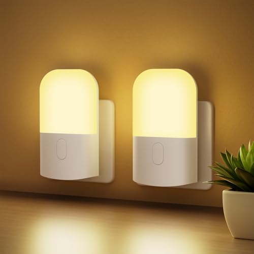 GRIFEMA GD101-2 [2 Pezzi] Luce Notturna per Bambini 3 Livelli di Luminosità Regolabili, Luce Notturna con Sensore di Luce per Cameretta, Bagno, Corridoio, Cucina, Scale, 2700K Bianco Caldo - Design e materiali