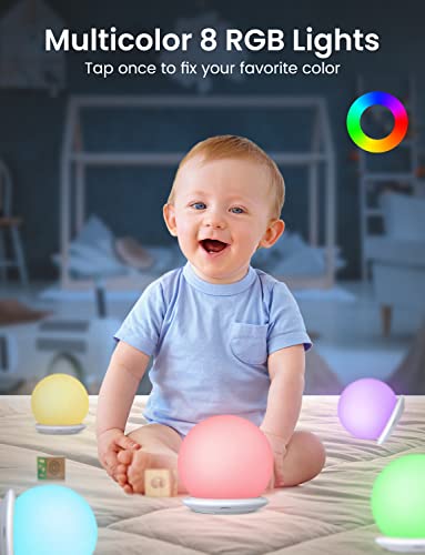 KOOFIT Luce Notturna Bambini, Lampada Notturna per Bambini con 8 Colori RGB e Timer, USB Ricaricabile Lampada da Comodino, Dimmerabile Luci Notturne per Bambini, Neonato, Cameretta, Campeggio, Regalo - Dettaglio recensione 4