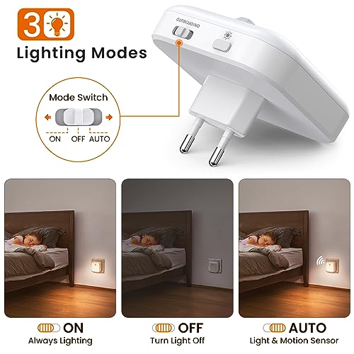 Luce Notturna da Presa, [2 Pezzi] Luce Notturna Bambini con Sensore di Movimento, 3 Modalità e Dimmerazione Continua, Luce Notturna LED per Cameretta,Scale, Camere da Letto, Corridoio, Soggiorno - Prova pratica