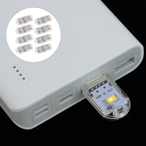 MUELODSIC Luce Notturna USB Portatile 8 Pezzi Lampada a Basso Consumo per Illuminazione Ambientale in Casa Auto e Ufficio Alimentazione USB Compatibile Power Bank e Laptop - Funzionalità e accessori