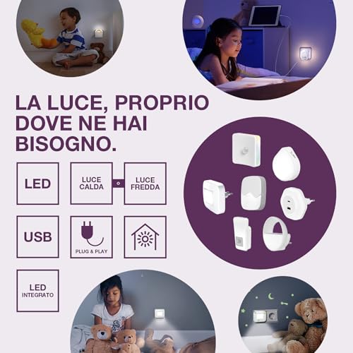 OSRAM LUNETTA LED Luce notturna bianca, con uscita USB, sensore giorno-notte, supporto per cellulare integrato, sistema plug-in, bianco caldo, IP20 - Prova pratica