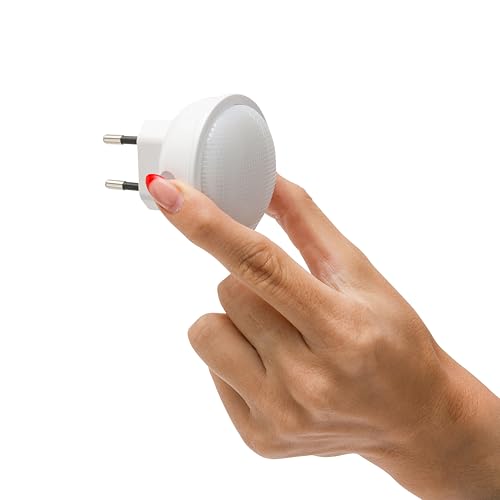 Velamp IL28NG luce notturna LED con interruttore a pressione – 3000K luce calda – accensione e spegnimento con un tocco, design compatto per cameretta, corridoio e camera da letto - Funzionalità e accessori