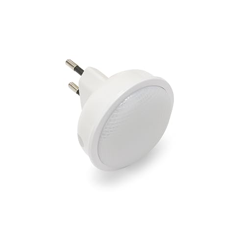 Velamp IL28NG luce notturna LED con interruttore a pressione – 3000K luce calda – accensione e spegnimento con un tocco, design compatto per cameretta, corridoio e camera da letto - Design e materiali